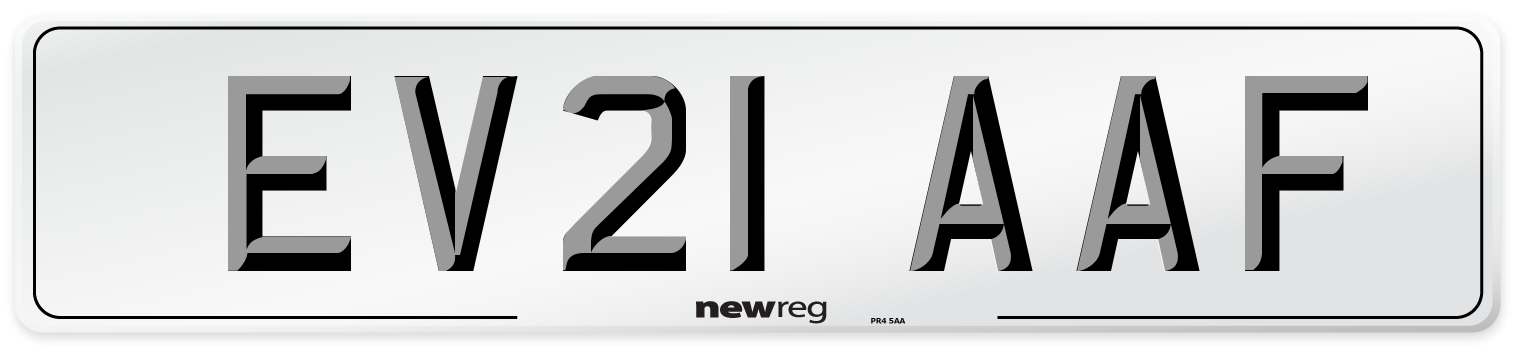 EV21 AAF Number Plate from New Reg